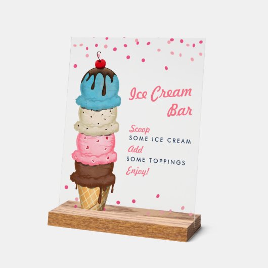 サマーアイスクリームバーブライダルシャワー アクリルサイン (傾斜)