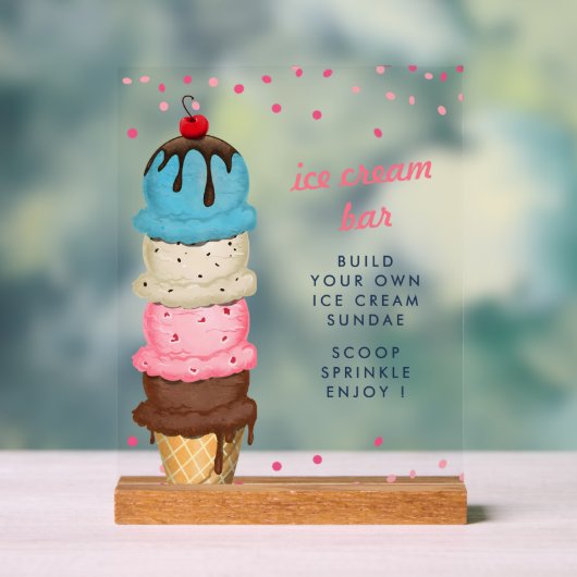 サマーアイスクリームバーモダンブライダルシャワー アクリルサイン (ニュートラル)