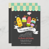 サマーアイスクリームパーティの招待状 招待状 (正面/裏面)