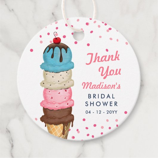 サマーアイスクリームモダンブライダルシャワーありがとう フェイバータグ (正面)