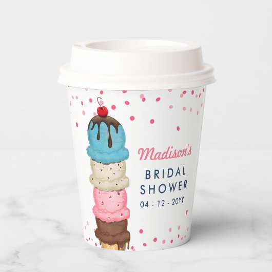 サマーアイスクリームモダンブライダルシャワーありがとう 紙コップ (裏面)