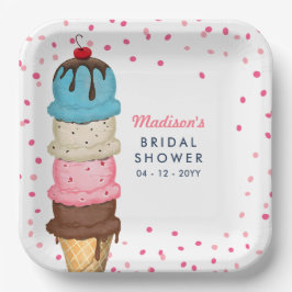 サマーアイスクリームモダンブライダルシャワー ペーパープレート