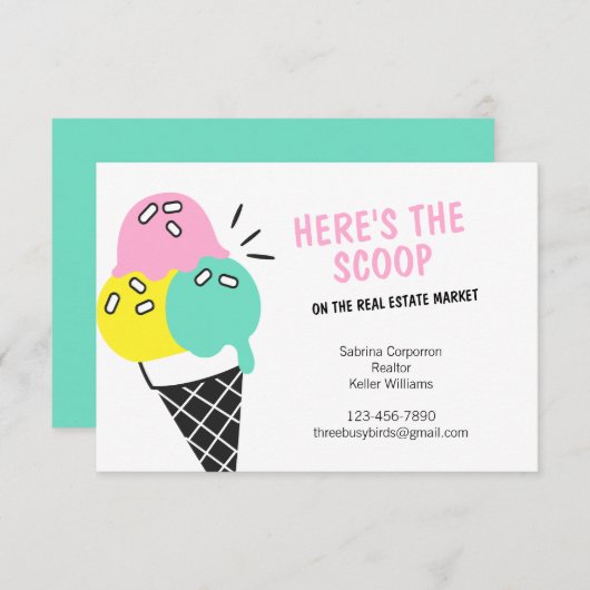 サマーアイスクリーム不動産仲介業者マーケティングカード 出欠カード (正面/裏面)