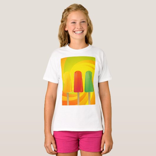 サマーアイスポップトリオカラフルポップシクル Tシャツ (正面フル)