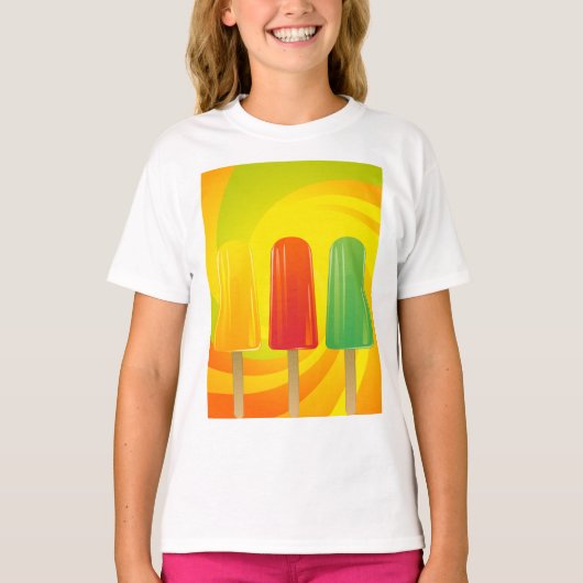 サマーアイスポップトリオカラフルポップシクル Tシャツ (正面)