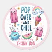 サマーアイスポップ・アートのポプシクルアイスクリーム誕生日キッズ ラウンドシール (正面)