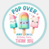 サマーアイスポップ・アートのポプシクルアイスクリーム誕生日キッズ ラウンドシール (正面)
