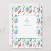 サマーアイスポップ・アートのポプシクルアイスクリーム誕生日キッズ 招待状 (裏面)