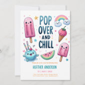 サマーアイスポップ・アートのポプシクルアイスクリーム誕生日キッズ 招待状 (正面)