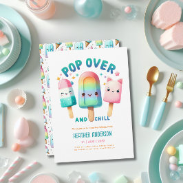 サマーアイスポップ・アートのポプシクルアイスクリーム誕生日キッズ 招待状
