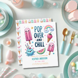 サマーアイスポップ・アートのポプシクルアイスクリーム誕生日キッズ 招待状