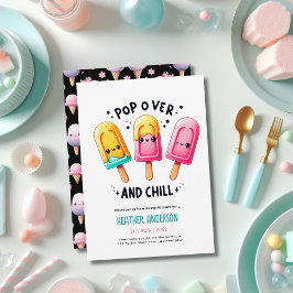 サマーアイスポップ・アートのポプシクルアイスクリーム誕生日キッズ 招待状