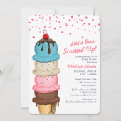 サマーアイスモダンクリームウォーターブライダルシャワーI 招待状 (正面)