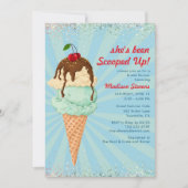 サマーアイスモダンクリームウォーターブライダルシャワーI 招待状 (正面)