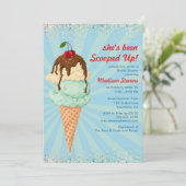 サマーアイスモダンクリームウォーターブライダルシャワーI 招待状 (スタンド正面)