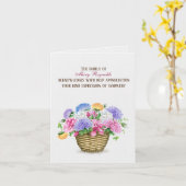サマーアスターバスケット悔やみや弔慰サンキュー カード (黄色い花)