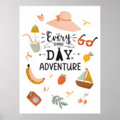 サマーアドベンチャー引用文カラフルキッズ子供部屋 ポスター (正面)