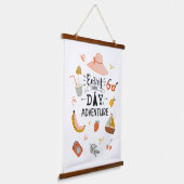 サマーアドベンチャー引用文カラフルキッズ子供部屋 吊り下げ型タペストリー (傾斜あり)