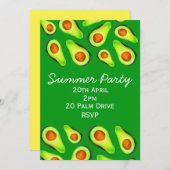 サマーアボカドピクニックガーデンパーティーお祝い 招待状 (正面/裏面)