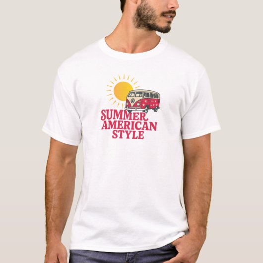 サマーアメリカスタイル(Ver.2)Tシャツデザイン Tシャツ (正面)