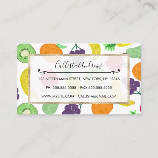 サマーアートクカラフル・アクリル果実模様 名刺 (裏面)