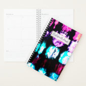 サマーアートティール（緑がかった色）ブラックカラフル絞り染めパターン プランナー手帳 (ディスプレー)