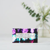 サマーアートティール(緑がかった色)ブラックカラフル絞り染めパターン 名刺 (スタンド正面)