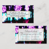 サマーアートティール(緑がかった色)ブラックカラフル絞り染めパターン 名刺 (正面/裏面)