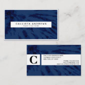 サマーアートネイビーブルー絞り染めスワール 名刺 (正面/裏面)