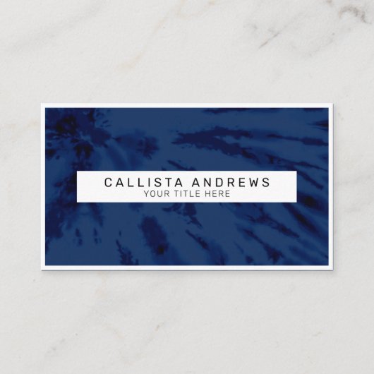 サマーアートネイビーブルー絞り染めスワール 名刺 (正面)