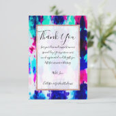 サマーアートピンクブルーカラフル絞り染めパターン サンキューカード (スタンド正面)