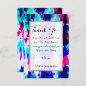サマーアートピンクブルーカラフル絞り染めパターン サンキューカード (正面/裏面)