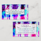 サマーアートピンクブルーカラフル絞り染めパターン 名刺 (正面/裏面)