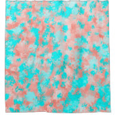 サマーアートモダンコーラルオレンジアクア抽象芸術 シャワーカーテン (正面)