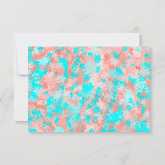 サマーアートモダンコーラルオレンジアクア抽象芸術 セーブザデート (裏面)