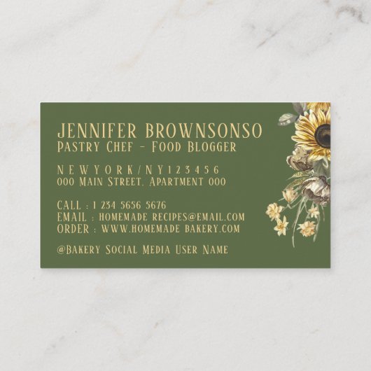 サマーイエローウッド転がズピンヒマワリベーカリー 名刺 (裏面)