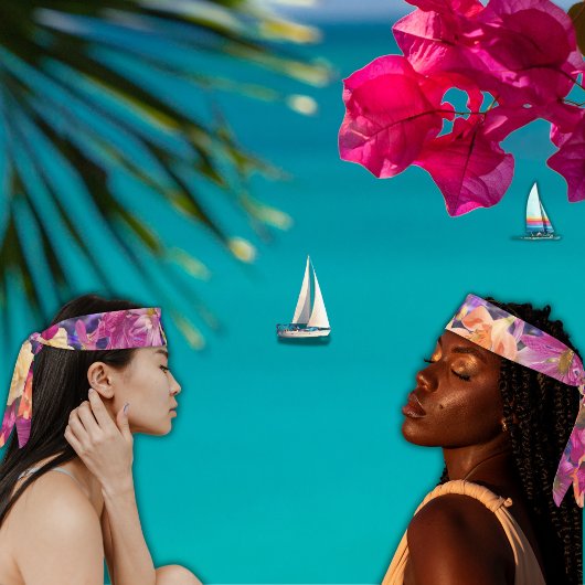 サマーイエローオレンジパープルブルーワイルドフラワー タイヘッドバンド