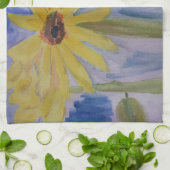 サマーイエローサンフラワーズティータオル キッチンタオル (折り畳み)