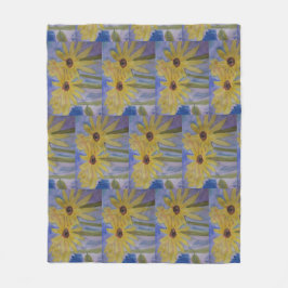 サマーイエローサンフラワー フリースブランケット