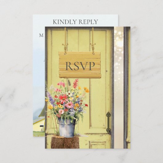 サマーイエローバーン 返信カード 封入紙 招待状 (正面/裏面)