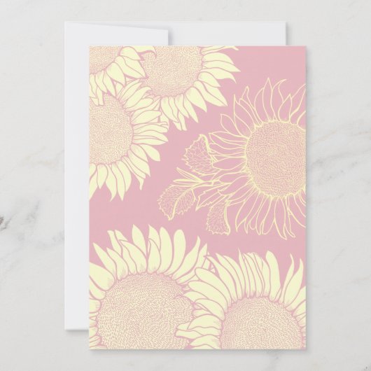 サマーイエローピンクモダンフローラ結婚ズ 招待状 (裏面)