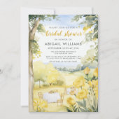サマーイエローフローラカントリーピクニックブライダルシャワー 招待状 (正面)