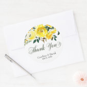 サマーイエローフローラ結婚のサンキューステッカー ラウンドシール (封筒)