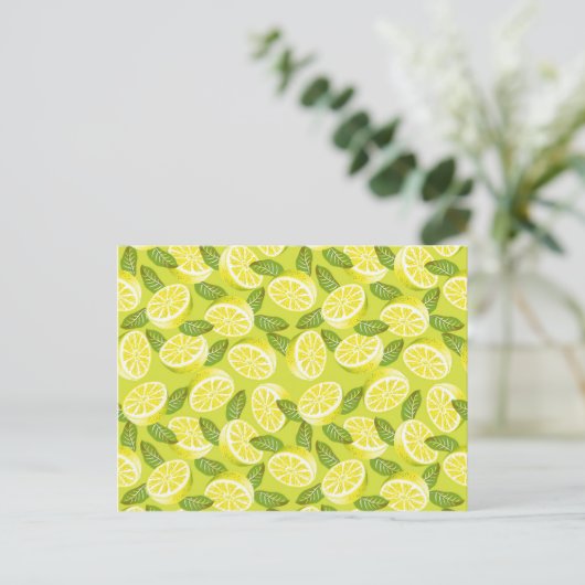 サマーイエローレモンスライス離れと黄色の ポストカード (スタンド正面)