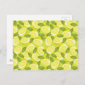 サマーイエローレモンスライス離れと黄色の ポストカード (正面/裏面)
