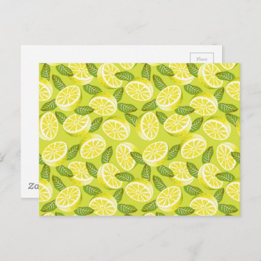 サマーイエローレモンスライス離れと黄色の ポストカード (正面/裏面)