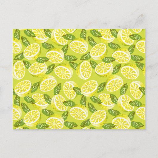 サマーイエローレモンスライス離れと黄色の ポストカード (正面)