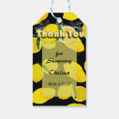 サマーイエロー レモン ブライダルシャワー サンクス ブラック ギフトタグ (裏面)