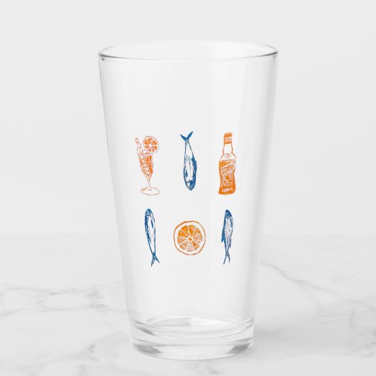 サマーイタリアンサーディンとアペロールビールグラス タンブラーグラス (正面)