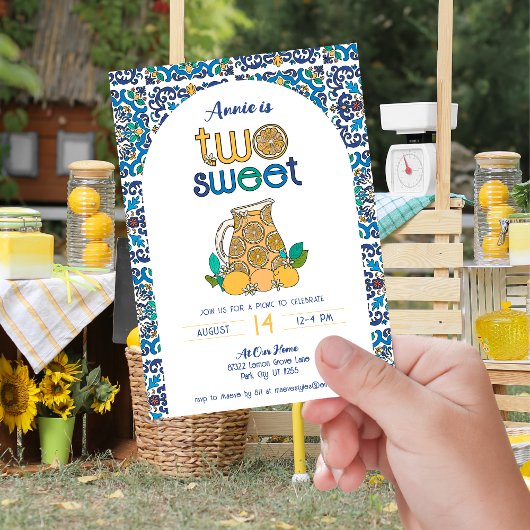 サマーイタリアンツスイートレモネードピクニック誕生日 招待状